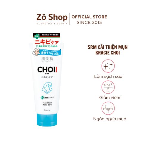 Sữa rửa mặt cải thiện mụn, loại bỏ tắc nghẽn Kracie Choi Acne Care 110g