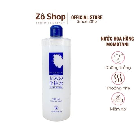 Nước hoa hồng dưỡng trắng nhẹ dịu từ gạo hữu cơ - Momotani Juntenkan White Moisture Lotion 500ml