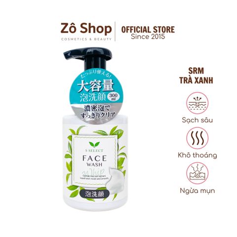 Sữa rửa mặt tạo bọt trà xanh - S Select Face Wash Whip 300ml