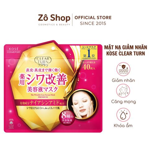 Mặt nạ Niacinamide cải thiện nhăn, căng mọng - Kose Cosmeport Clear Turn Medicated (40 miếng)