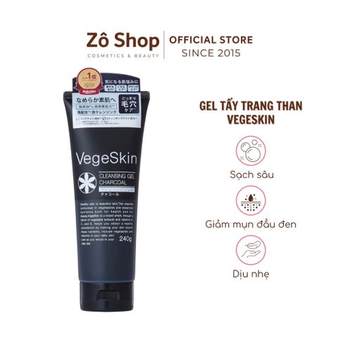 Gel tẩy trang than hoạt tính Vegeskin Cleansing Gel Charcoal 240g
