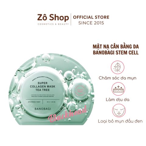 Mặt nạ tràm trà làm dịu và chăm sóc da mụn - Banobagi Super Collagen Mask Tea Tree 30g