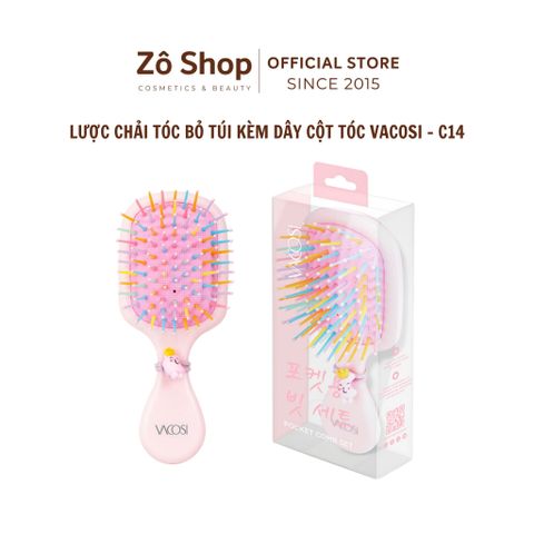 Lược chải tóc bỏ túi kèm dây cột tóc Vacosi C14