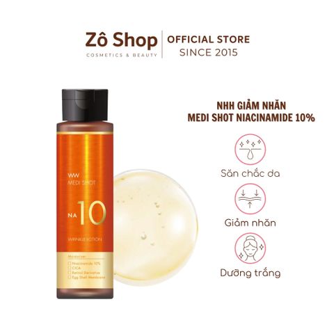 Nước hoa hồng 10% Niacinamide dưỡng trắng, cải thiện nếp nhăn Meishoku Medi Shot NA10 Wrinkle Rich Lotion 180ml
