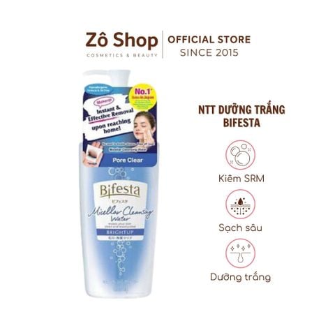 Nước tẩy trang dưỡng trắng kiêm SRM 3 in 1 Bifesta Micellar Cleansing Water Brightup 400ml