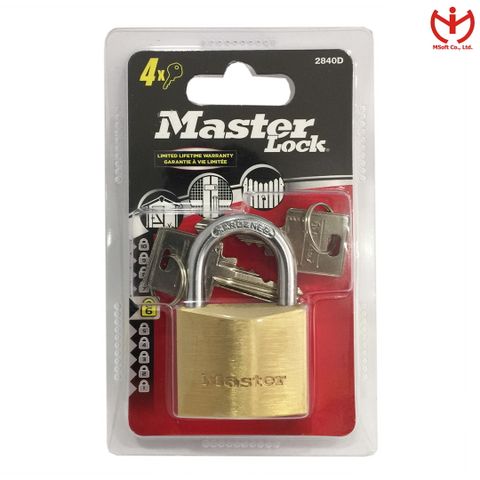  Khóa Master Lock 2840 EURD Thân Đồng Rộng 40mm 4 Chìa Răng Cưa - MSOFT 