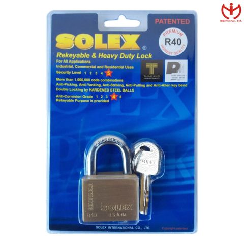  Ổ Khóa Solex Premium R40 - Thân Đồng Rộng 40mm 3 Chìa Vuông - MSOFT 