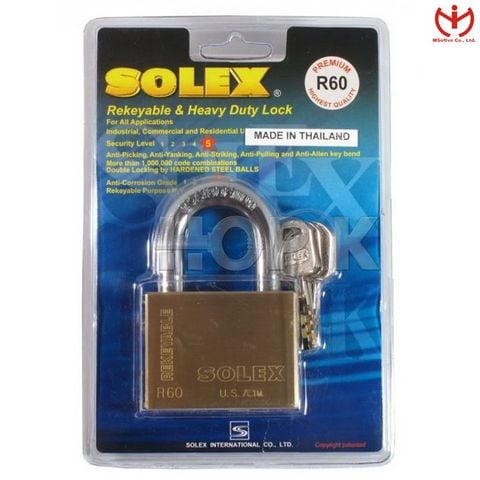  Ổ khóa Solex Premium R60 - Thân Đồng Rộng 60mm 3 Chìa Vuông - MSOFT 