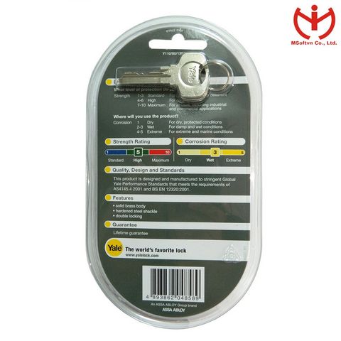  Khóa Yale Y110/60/135/1 Thân Đồng Rộng 60mm 3 Chìa Răng cưa - MSOFT 