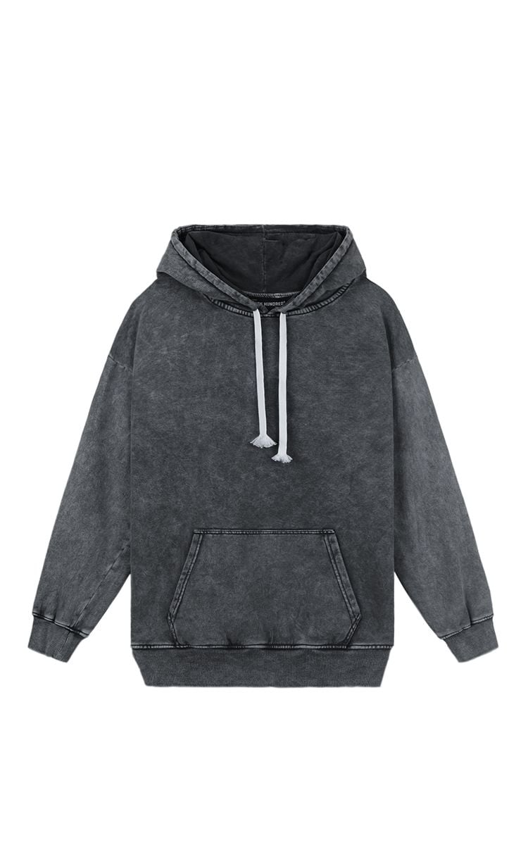 Three Hundred Basic Hoodie In Acid Washed Grey