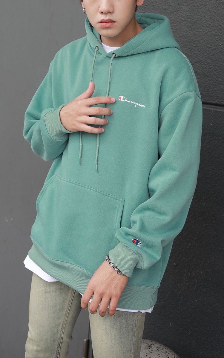 Champion Embroidered Logo Hoodie In Green