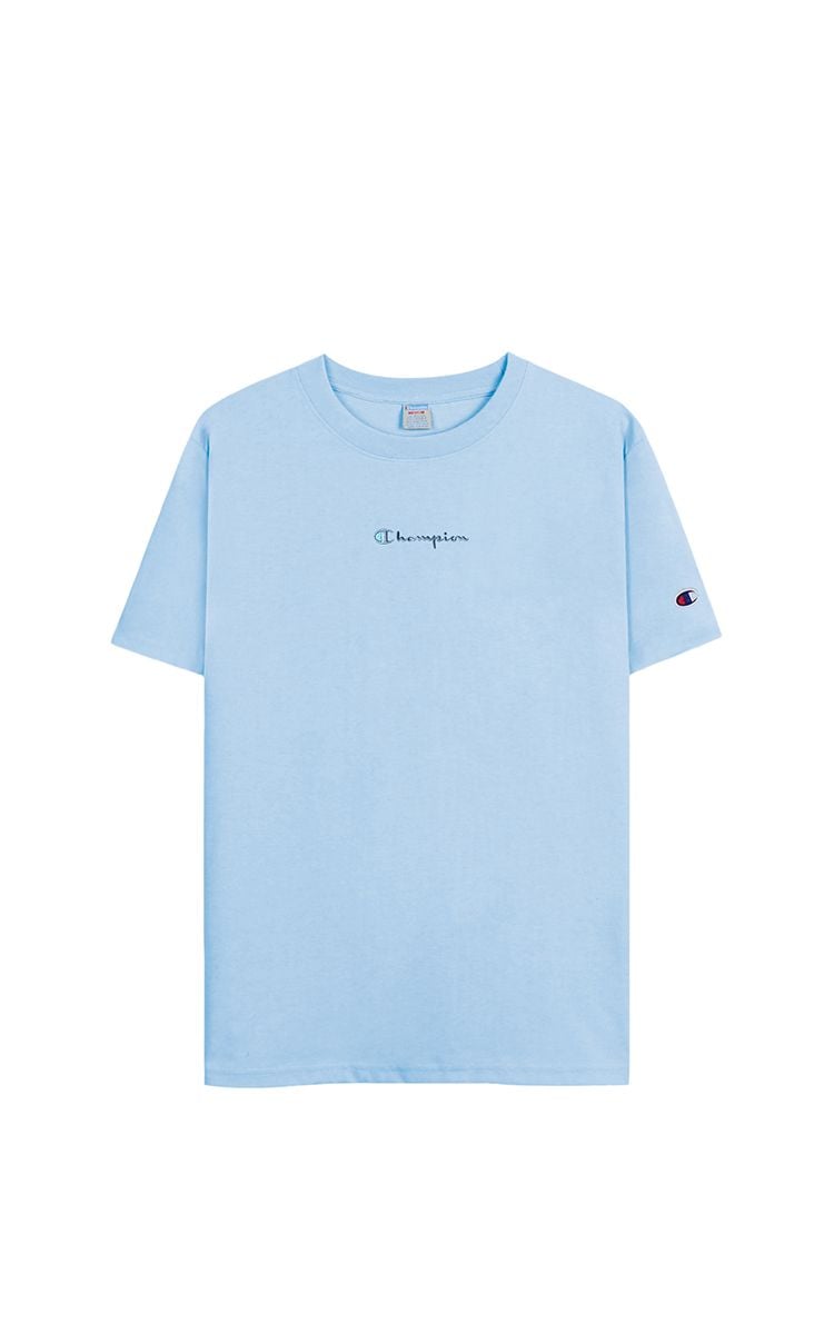 Champion Embroidered Logo In the Middle T-Shirt In Light Sky Blue