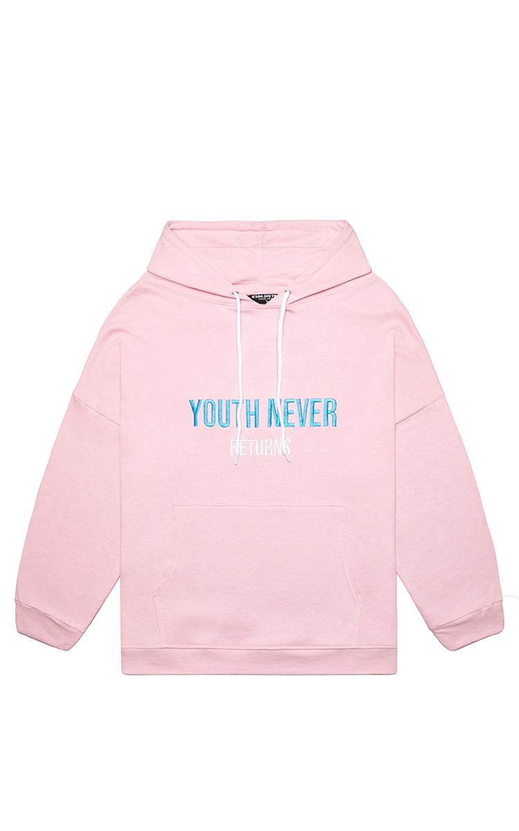 Youth Never Returns Oversized Hoodie In Pink