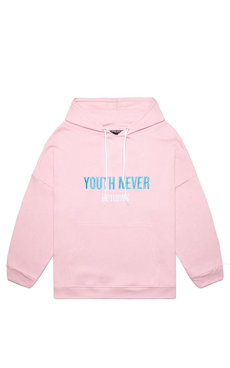 Youth Never Returns Oversized Hoodie In Pink