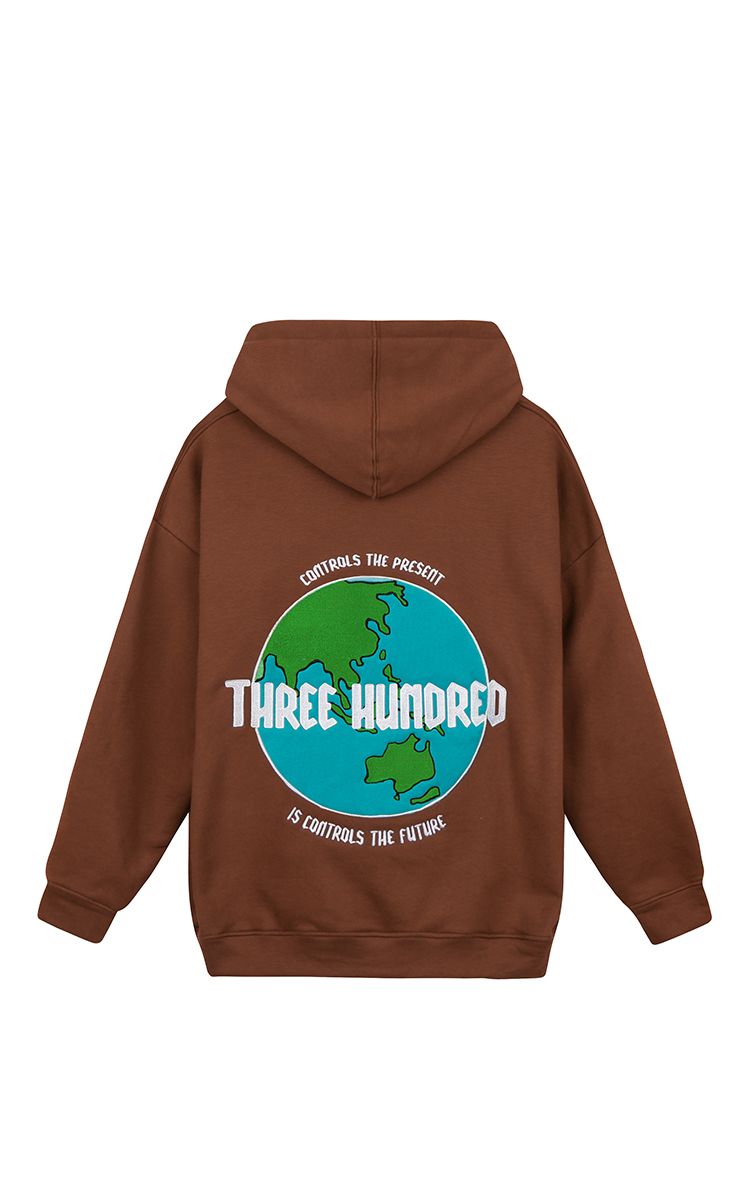 The Earth Embroidered Hoodie In Brown