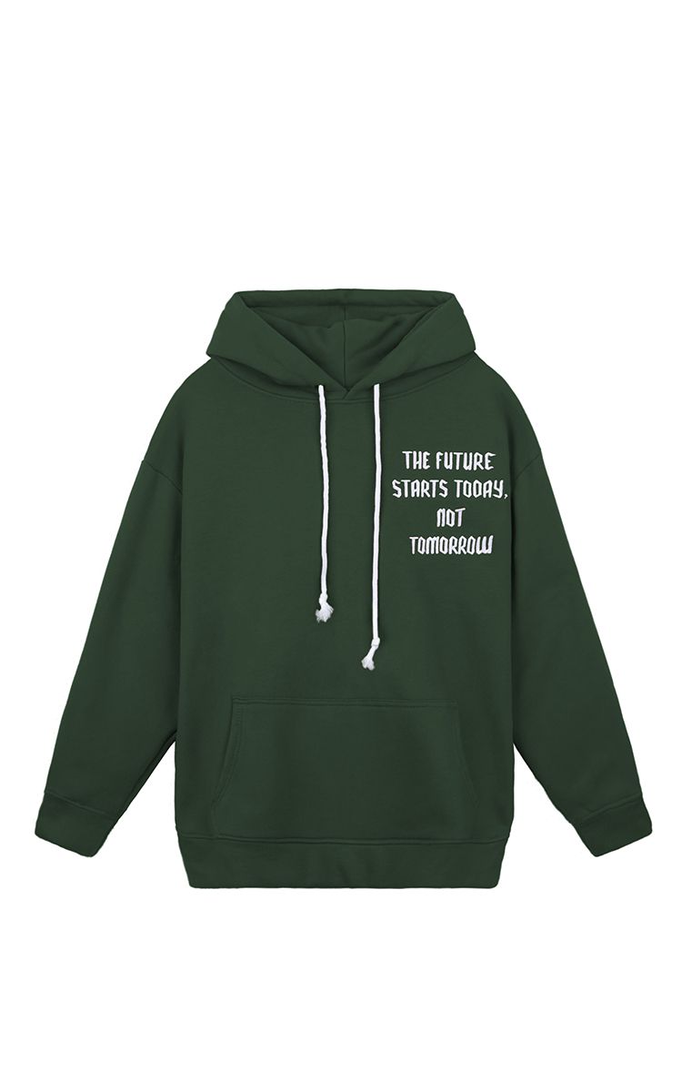 The Earth Embroidered Hoodie In Green