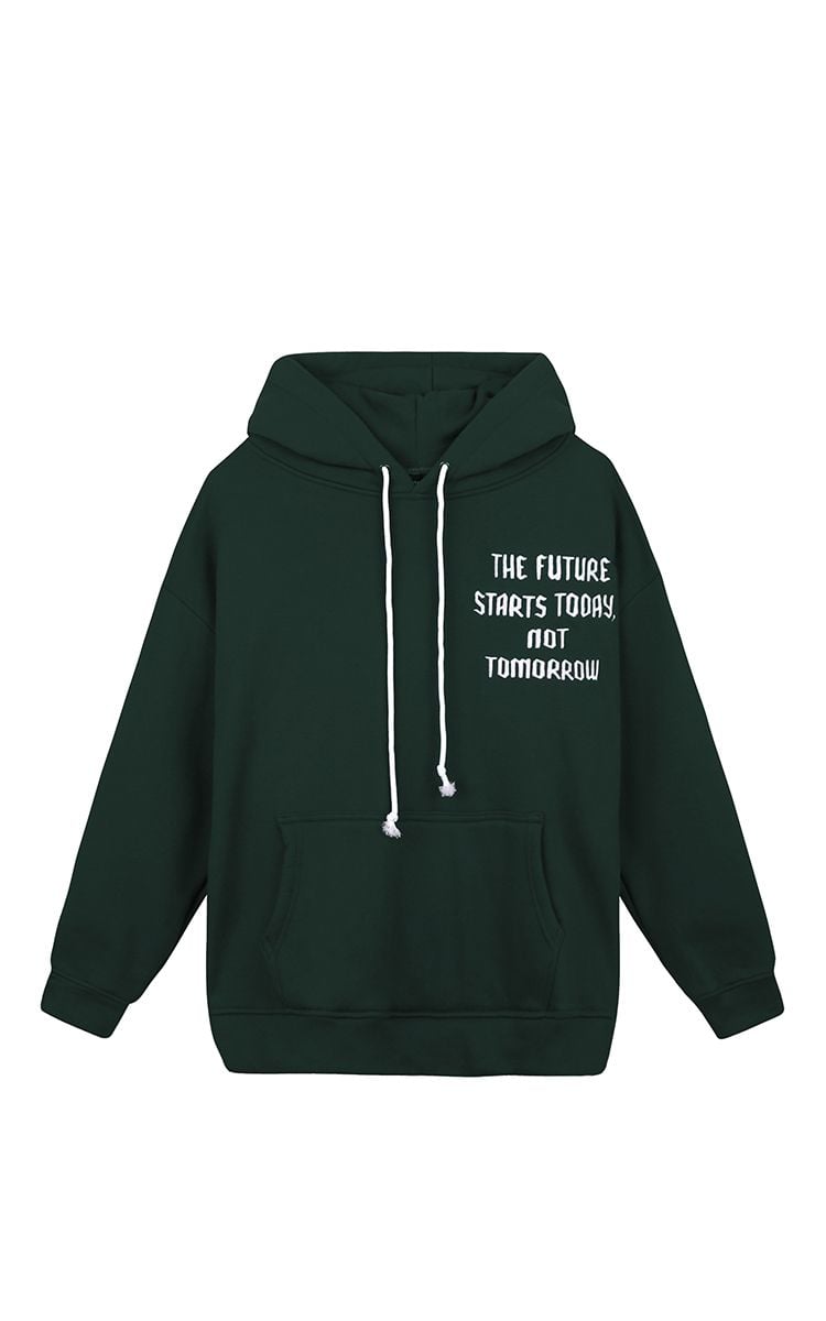 The Earth Embroidered Hoodie In Green