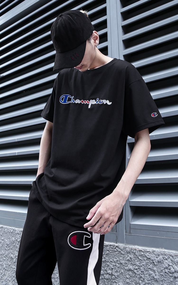 Champion Embroidered Big Logo T-Shirt In Black