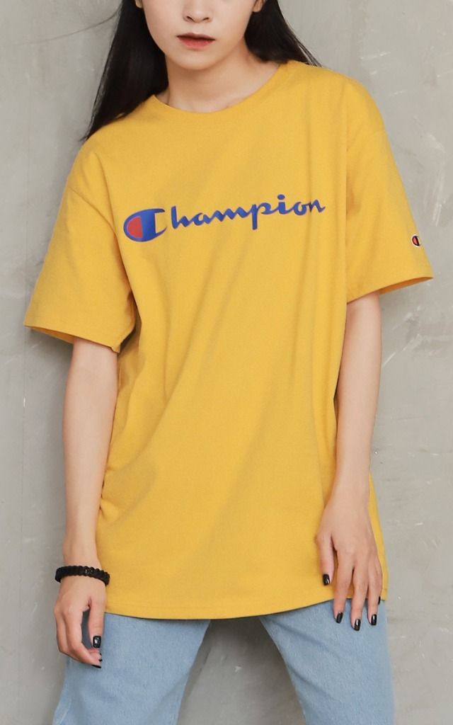 Champion Graphic Big Logo T-Shirt In Yellow