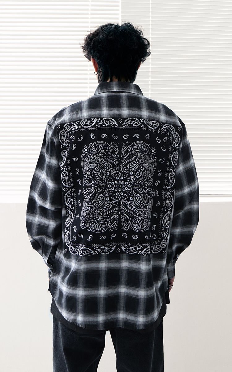 Bandana Flannel Shirt In Black White Three Hundred