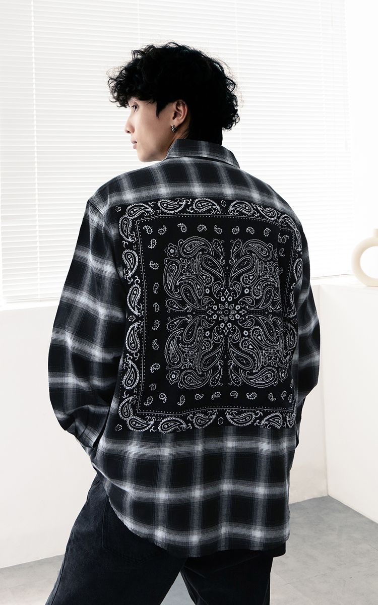 Bandana Flannel Shirt In Black White Three Hundred