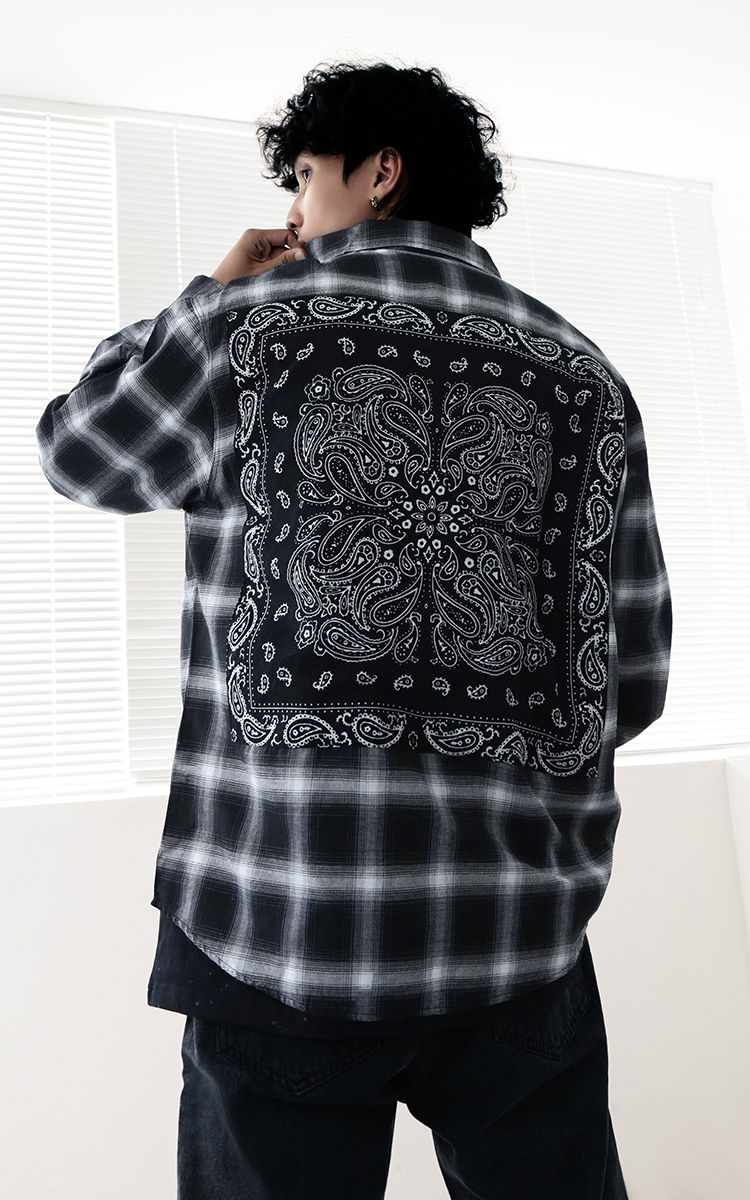 Bandana Flannel Shirt In Black White Three Hundred