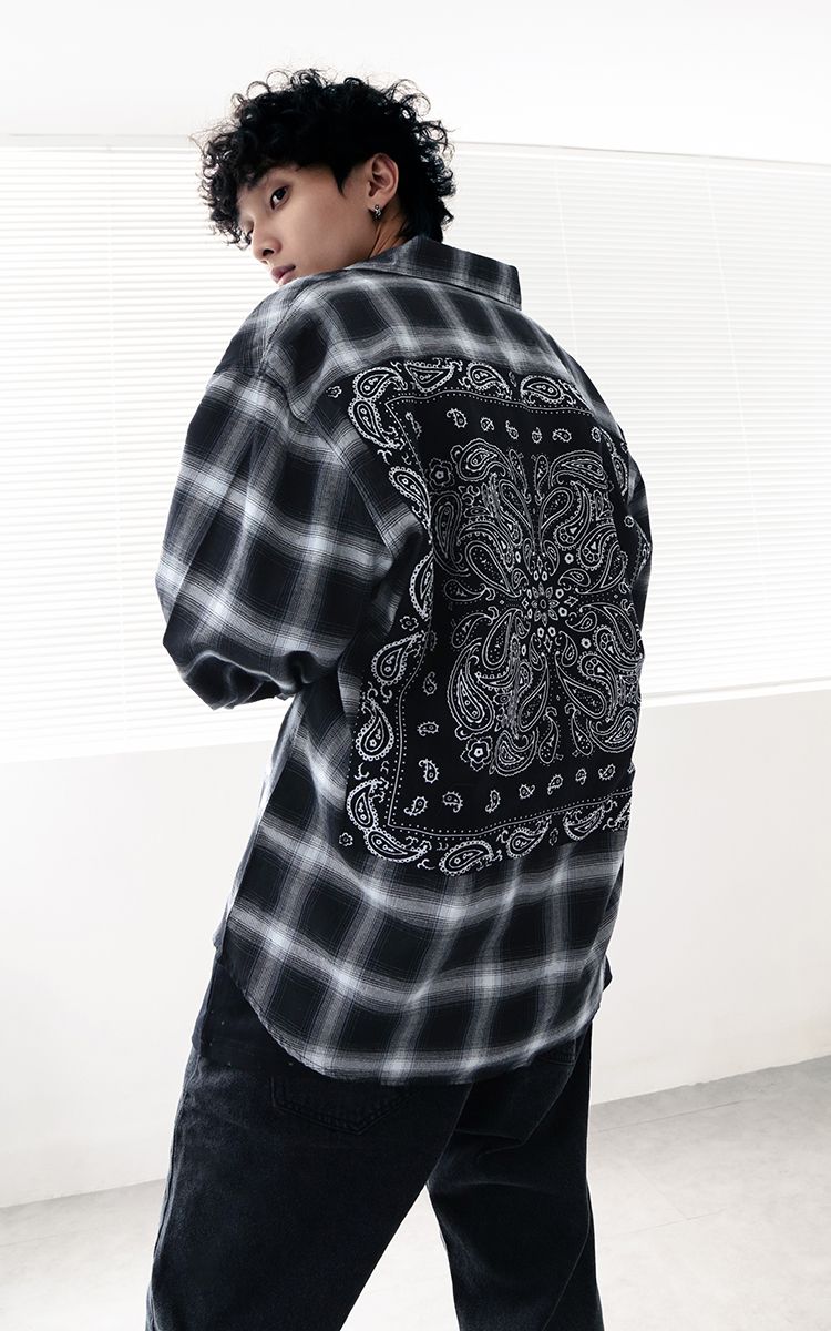 Bandana Flannel Shirt In Black White Three Hundred