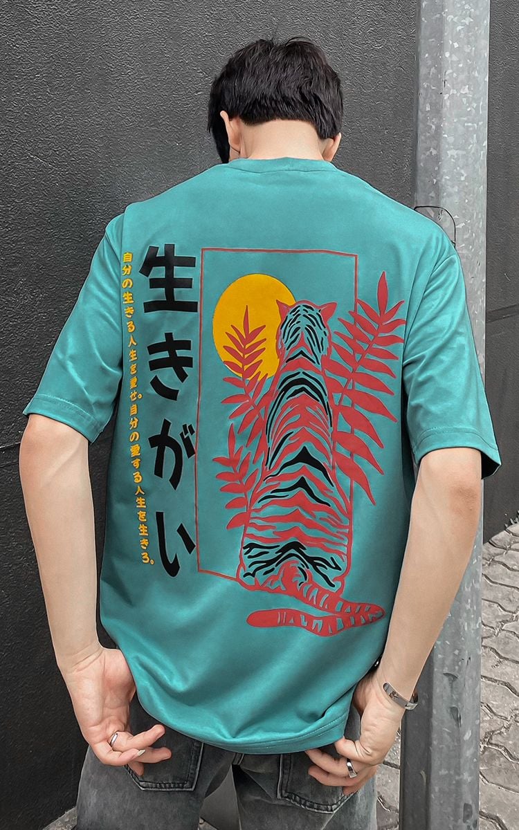 Japan Tiger Tee In Blue