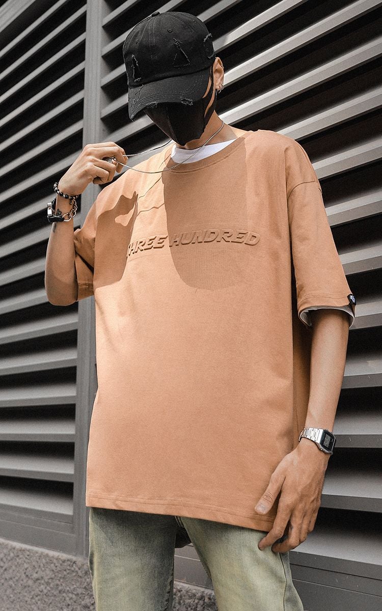 Three Hundred Embossed Big Logo Tee In Brown