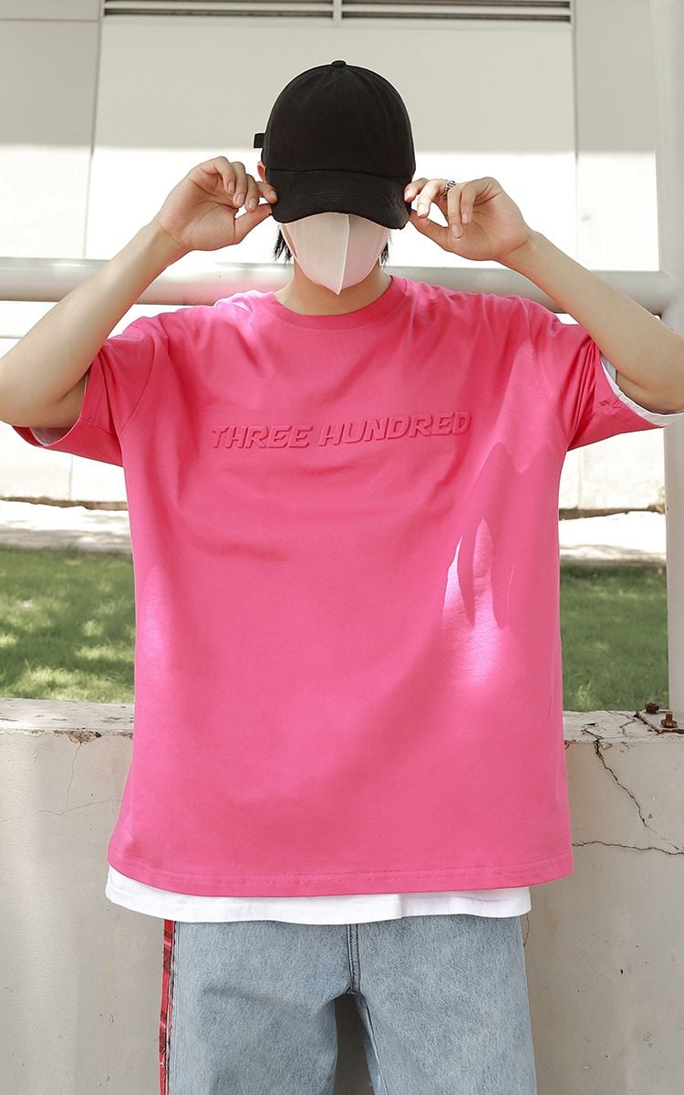 Three Hundred Embossed Big Logo Tee In Pink