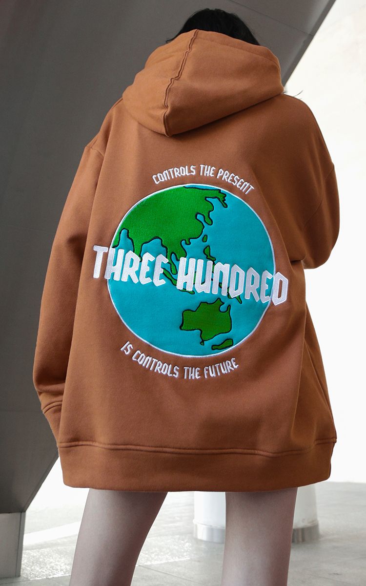 The Earth Embroidered Hoodie In Orange