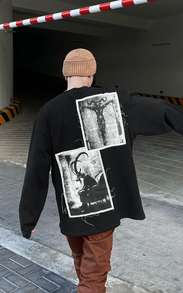 The Origin Of Satan Oversized Sweater In Black