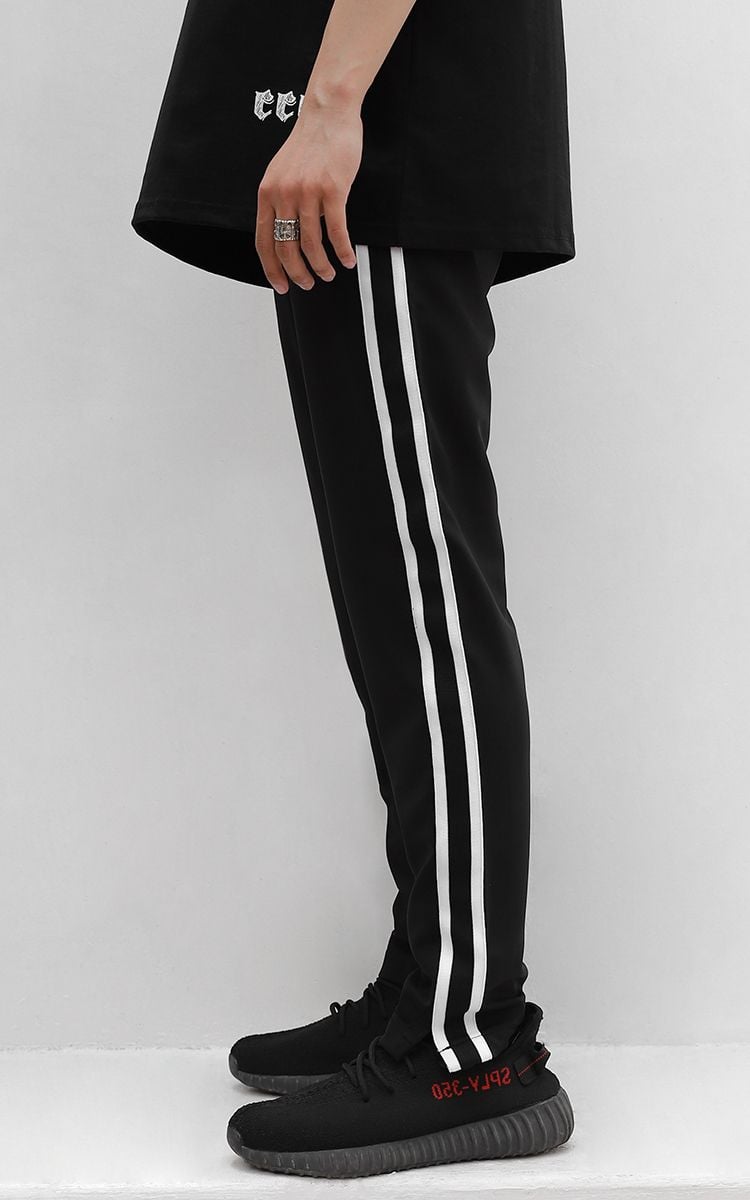 Double Side Stripe Sweatpants In Black