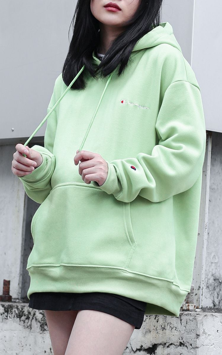 Champion Embroidered Logo Hoodie In Green