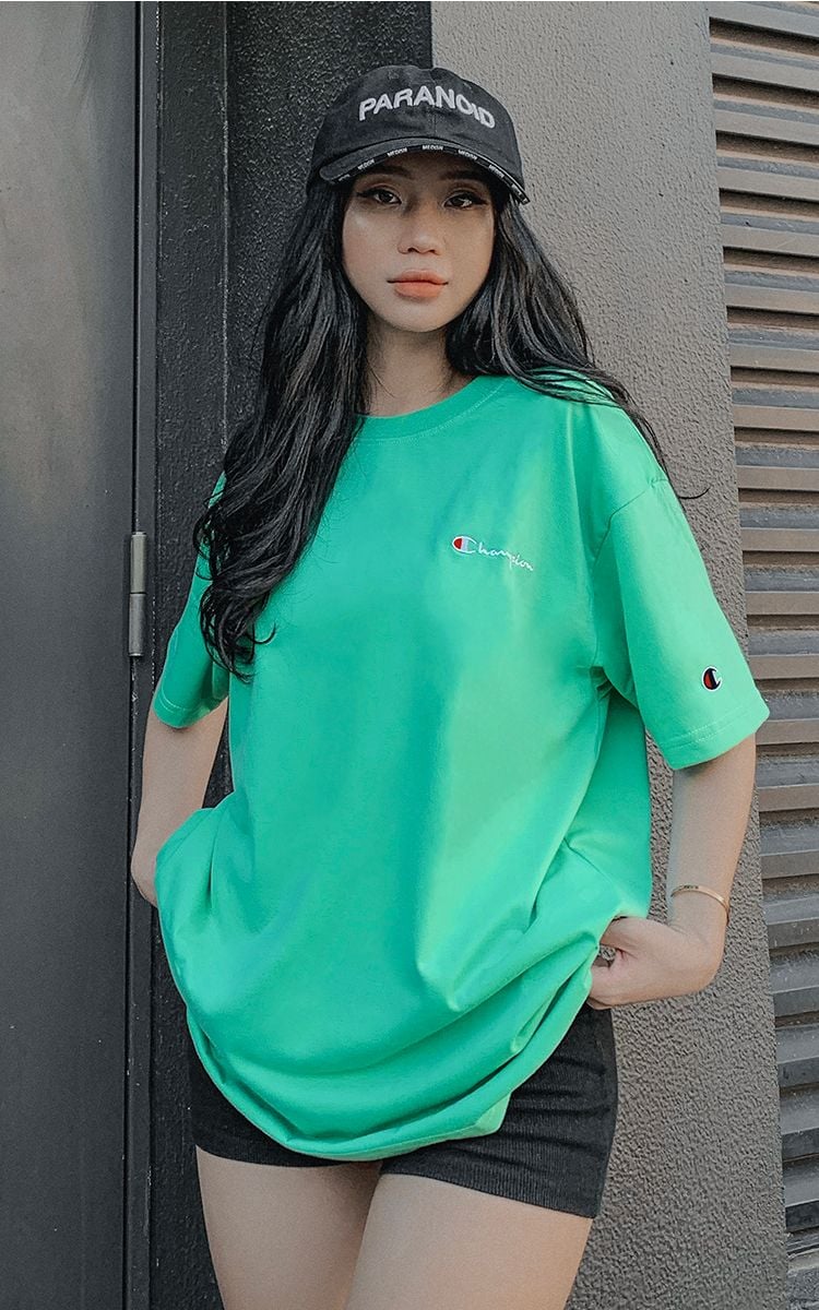 Champion Embroidered Logo T-Shirt In Aqua Green