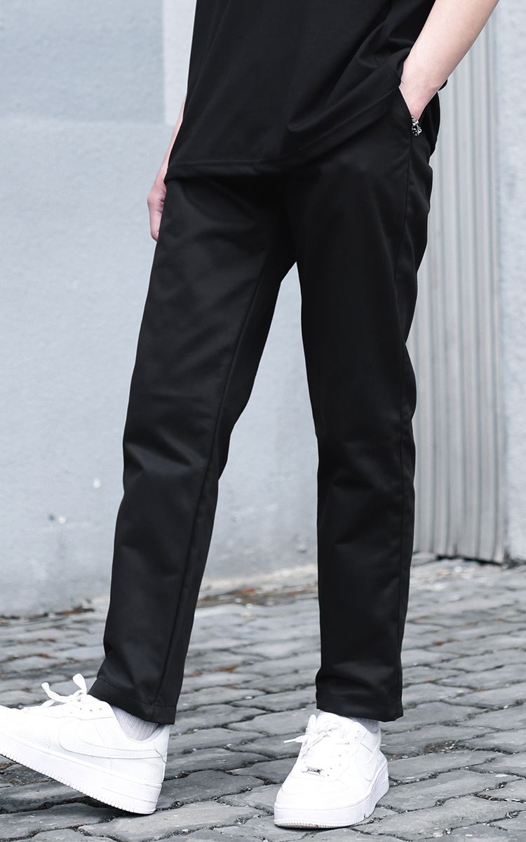 Basic Khaki Pants In Black Three Hundred