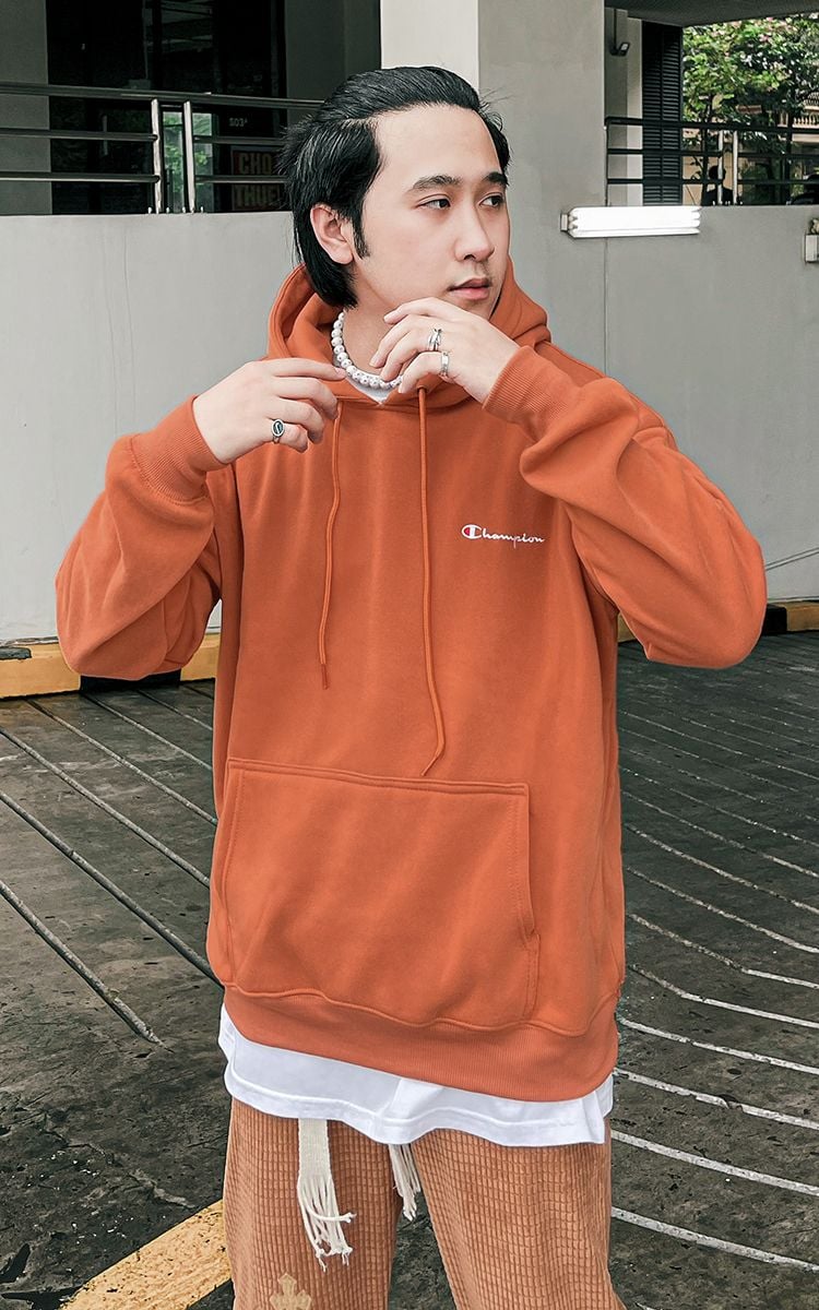 Champion Embroidered Logo Hoodie In Amber