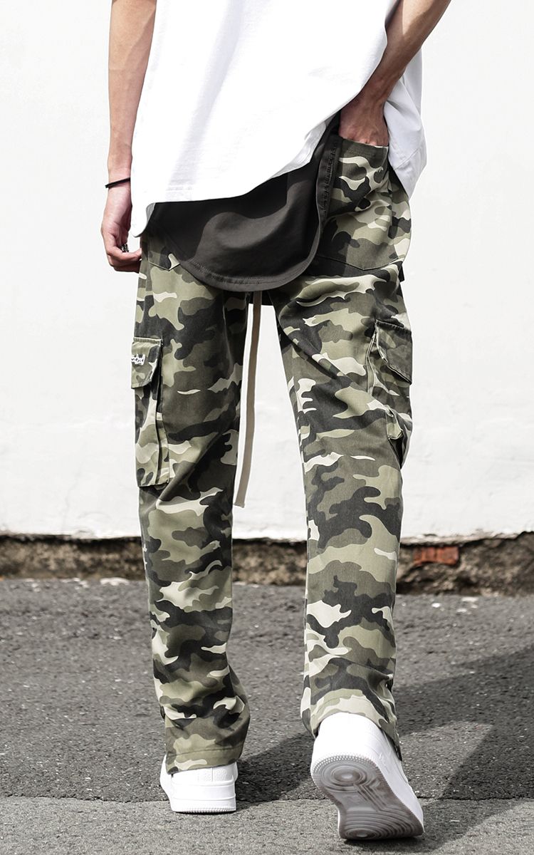 CARGO FLARE TROUSERS - CAMO – SUAVO WORLD