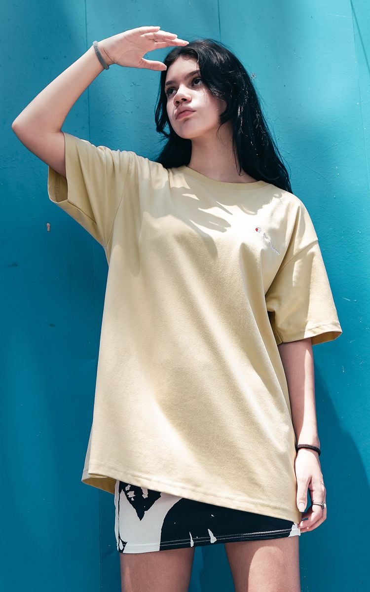 Champion Embroidered Logo T-Shirt In Tan