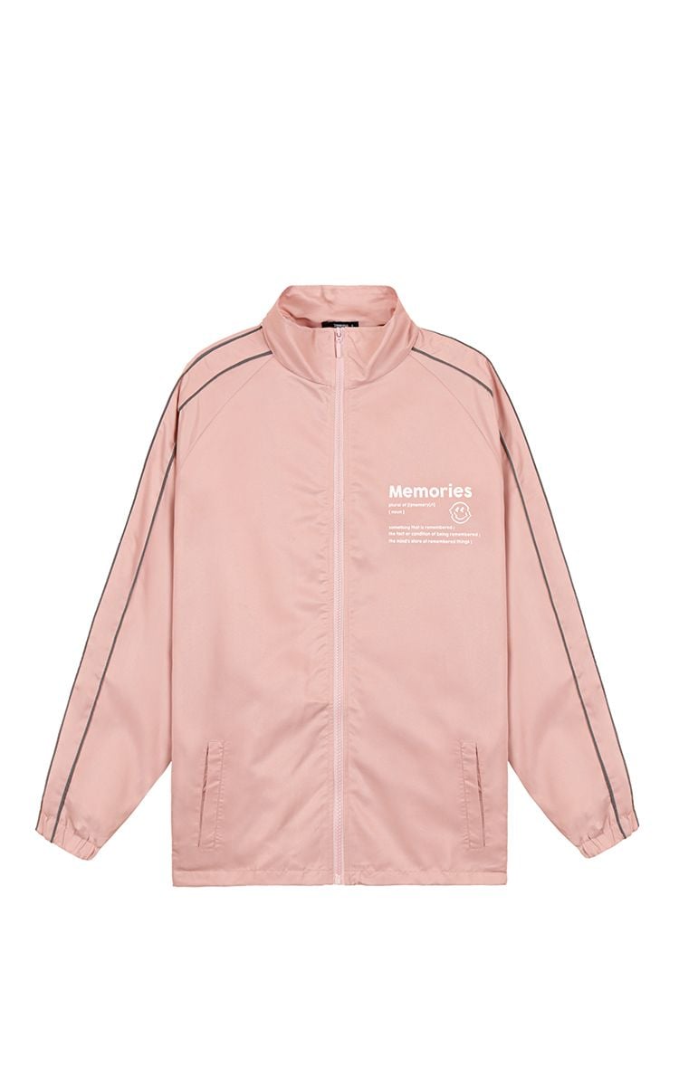 Memories Side Reflective Stripe Track Jacket In Pink