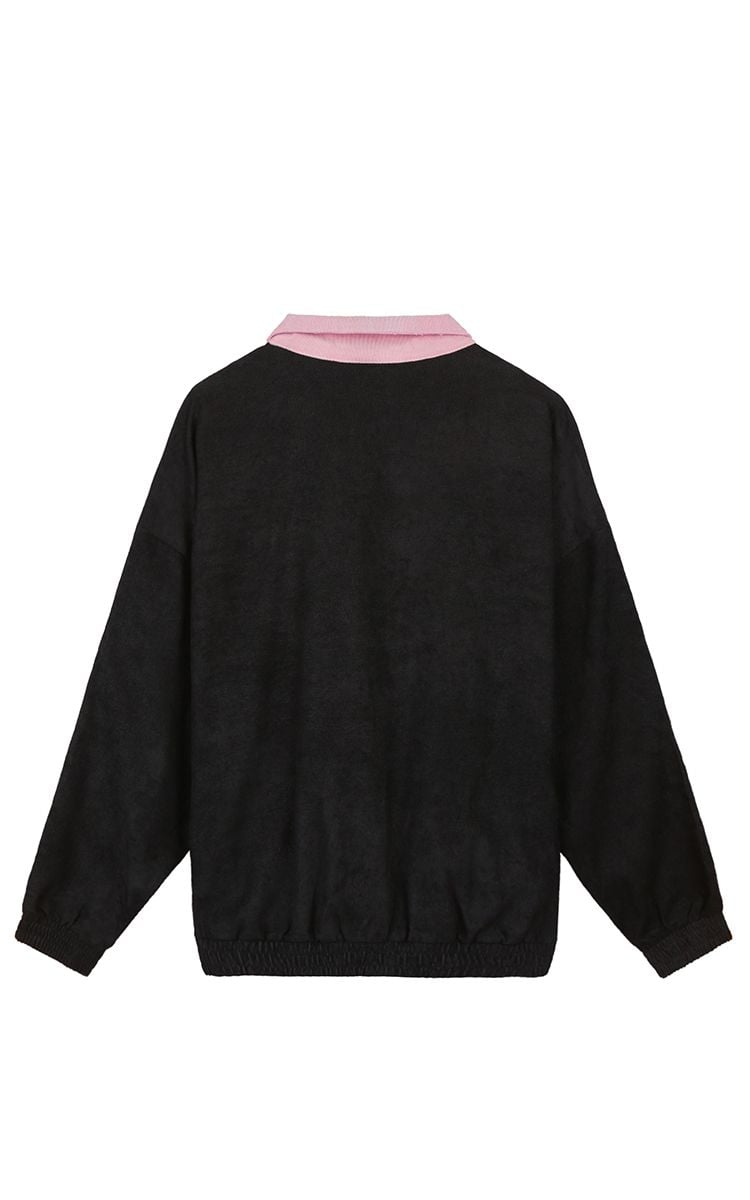 Half-Zip Track Jacket In Black Pink