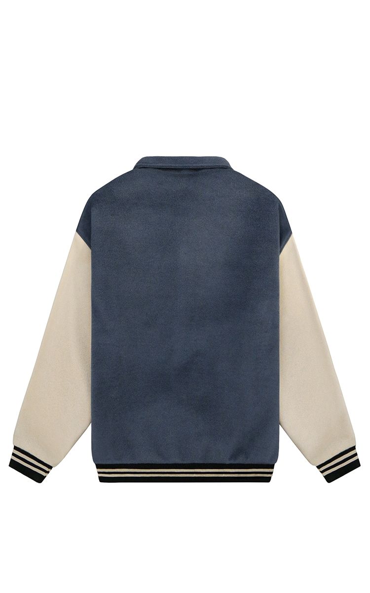 Varsity Jacket In Blue Cream Three Hundred