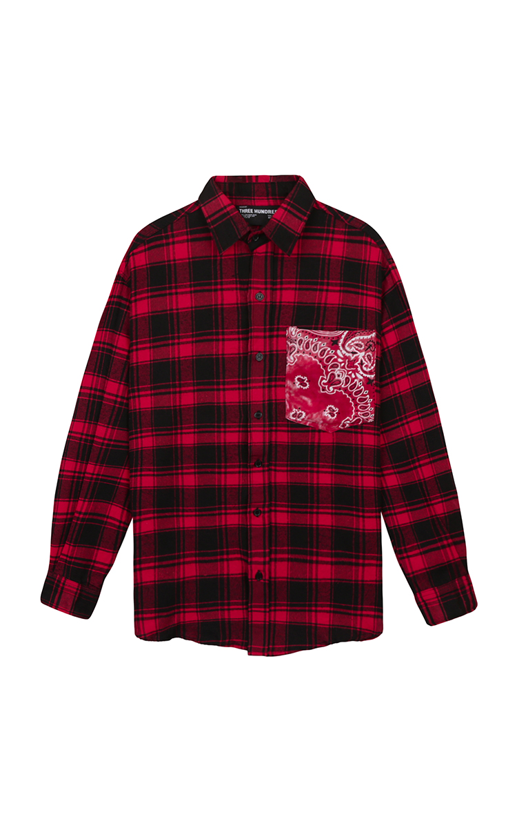 Bandana Flannel Shirt In Black Red Three Hundred