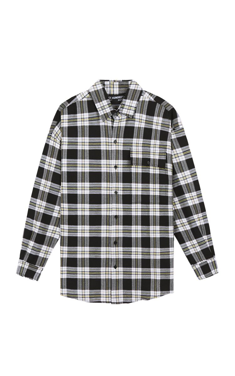 Flannel Shirt In White Yellow