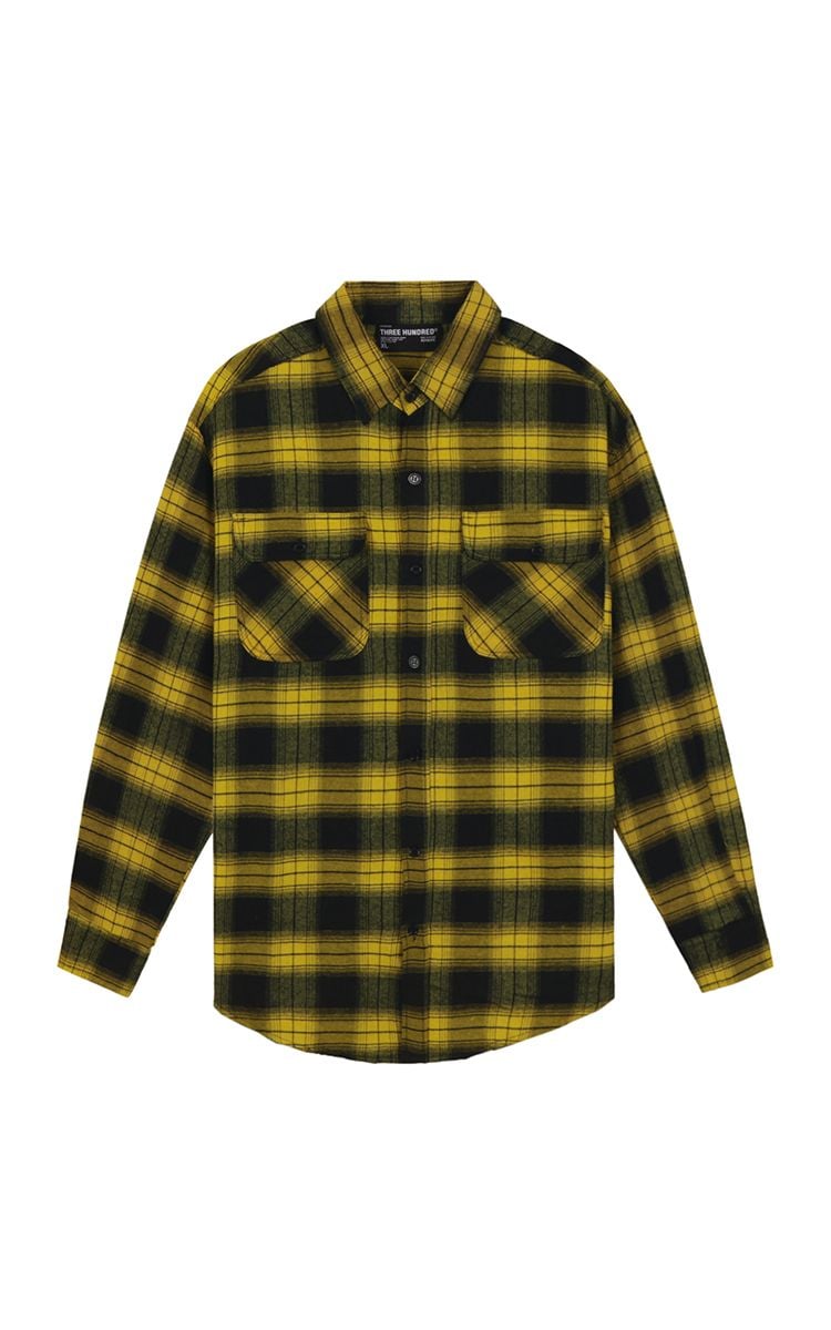 Flannel Shirt In Black Yellow