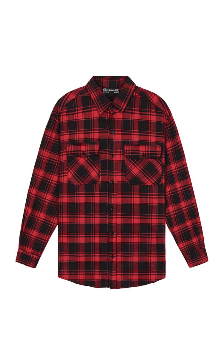 Flannel Shirt In Black Red