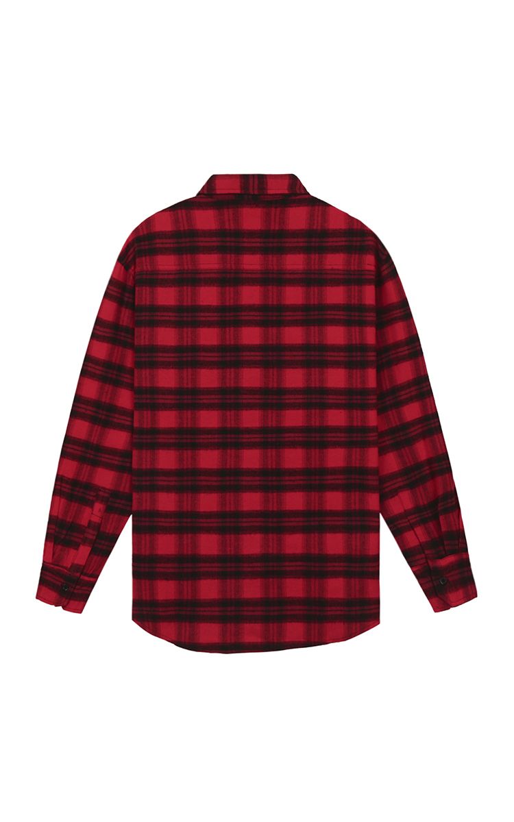 Flannel Shirt In Black Red Three Hundred