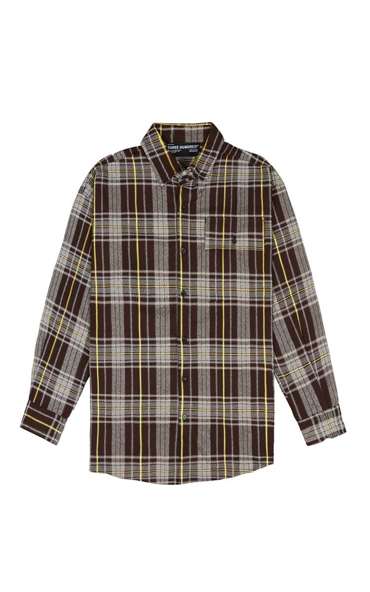 Flannel Shirt In Brown Yellow