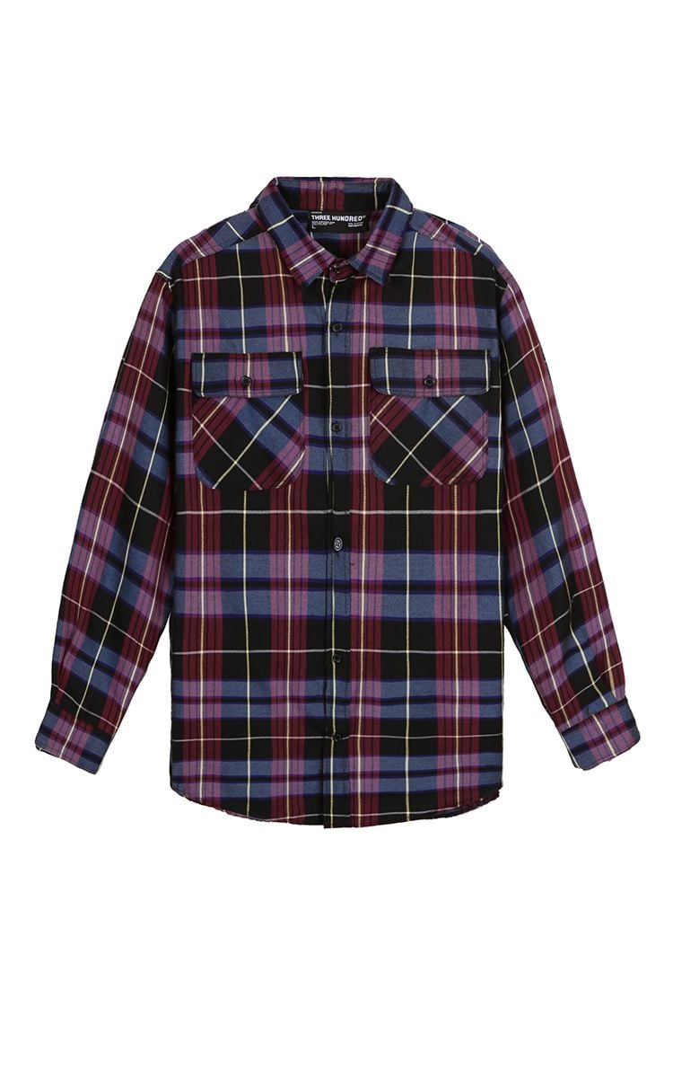 Flannel Shirt In Black Purple