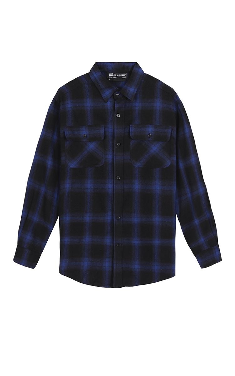 Flannel Shirt In Black Navy